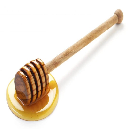 Honey spoon, honey pusher, approximately 14 cm in olive wood