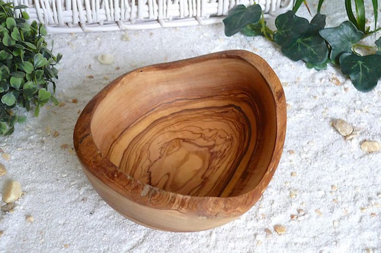 Bol à grignoter RUSTIKAL rond (Ø env. 14 cm) en bois d'olivier - ALLWENEEDIS