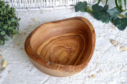 Bol à grignoter RUSTIKAL rond (Ø env. 14 cm) en bois d'olivier - ALLWENEEDIS