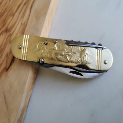 Couteau Artisanal de poche en Laiton Doré type suisse - ALLWENEEDIS