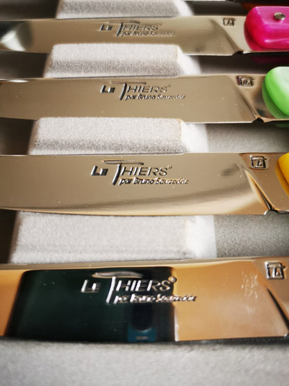 Couteaux à Steak Thiers Manche acryliques par Bruno Sauzzede Made in France - ALLWENEEDIS