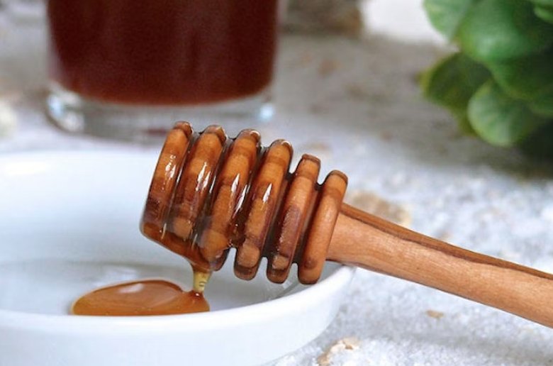 Cuillère à miel, poussoir à miel, environ 14 cm en bois d'olivier - ALLWENEEDIS