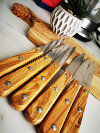 Lot de 3 couteaux de cuisine grand Modèle en Bois d'olivier La Fourmi Fabrication Française - Paring knives - ALLWENEEDIS