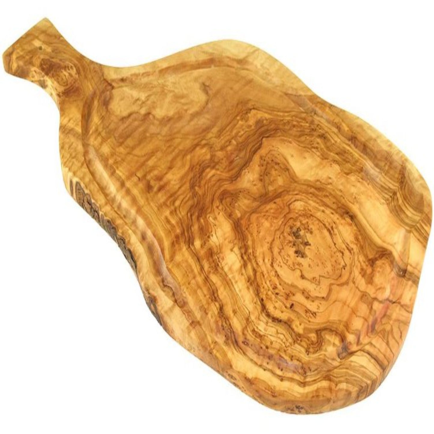 Planche à découper avec rainure à jus et poignée (longueur 35 - 39 cm), bois d'olivier - ALLWENEEDIS