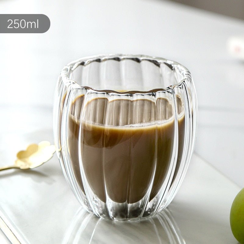 Tasse en double paroi avec du verre résistant/ Glass Double Wall High Borosilicate Mug Heat Resistant for Tea Milk Juice Coffee Water - ALLWENEEDIS